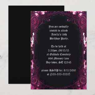 Creepy Rosa Framed Black Spegel Sweet 16 Birthday Inbjudningar