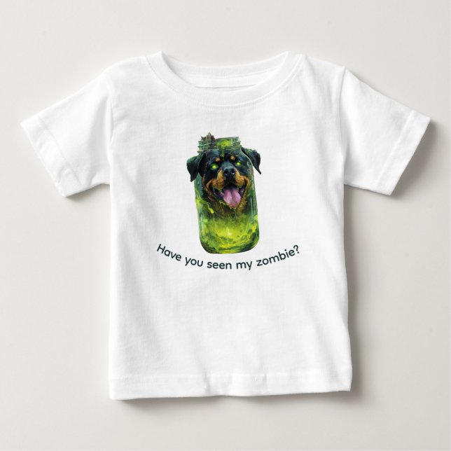 Creepy Rottweiler Frankenstein Burk Illustration T Shirt (Framsida)