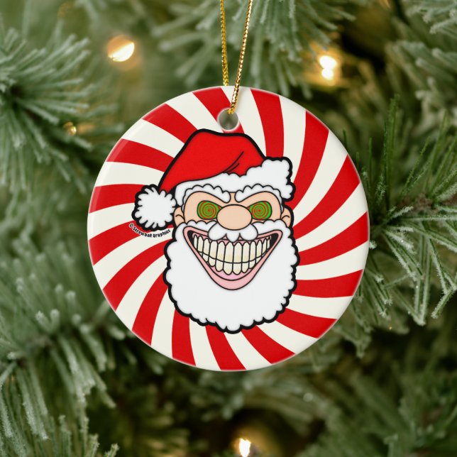 Creepy Santa Claus Screwball Graphics Julgransprydnad Keramik (Träd)