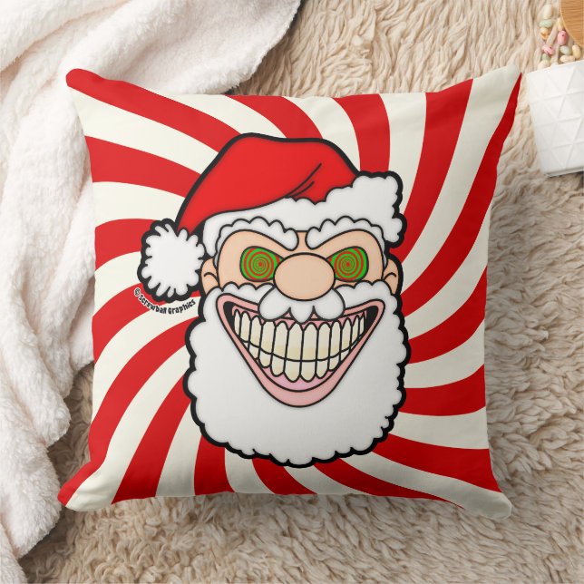 Creepy Santa Claus Screwball Graphics Kudde (Filt)