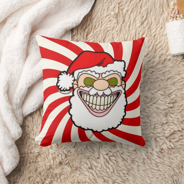 Creepy Santa Claus Screwball Graphics Kudde (Filt)