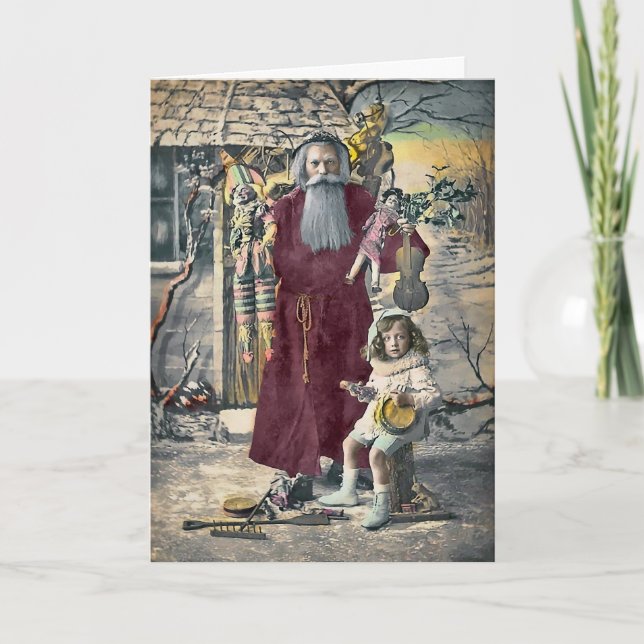 Creepy Santa Victorian julkort Helgkort (Framsida)