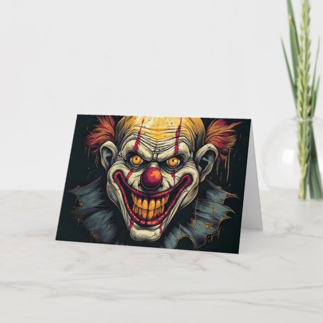 Creepy Scary Clown Happy halloween Kort (Framsida)