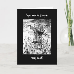 Creepy Scary Goth Horror Fågelskrämma Birthday Kort