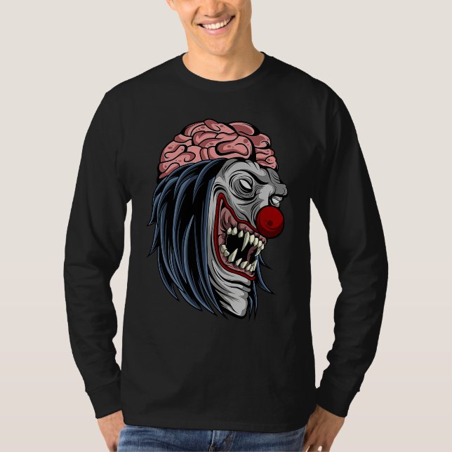 Creepy Scary Halloween Evil Zombie Clown Horror T Shirt (Framsida)
