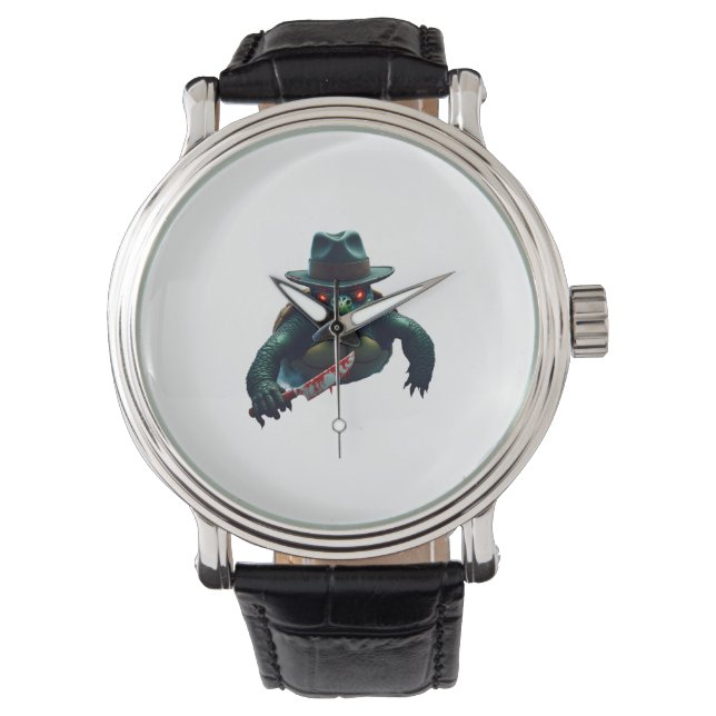 Creepy Scary Halloween Turtle T-Shirt Armbandsur (Framsida)