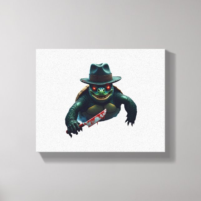 Creepy Scary Halloween Turtle T-Shirt Canvastryck (Framsida)