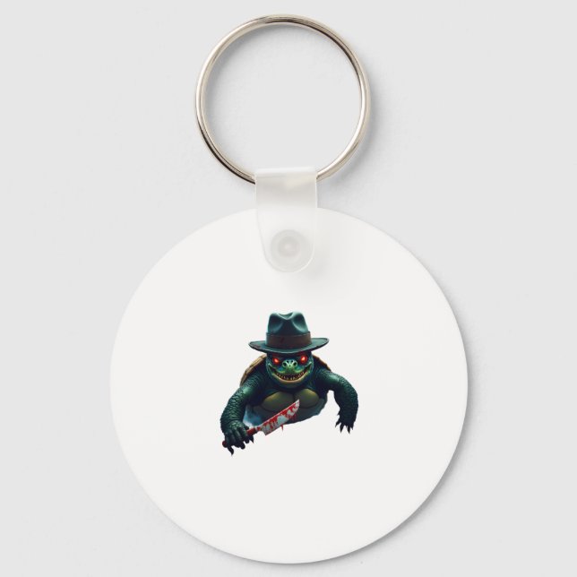 Creepy Scary Halloween Turtle T-Shirt Nyckelring (Framsida)