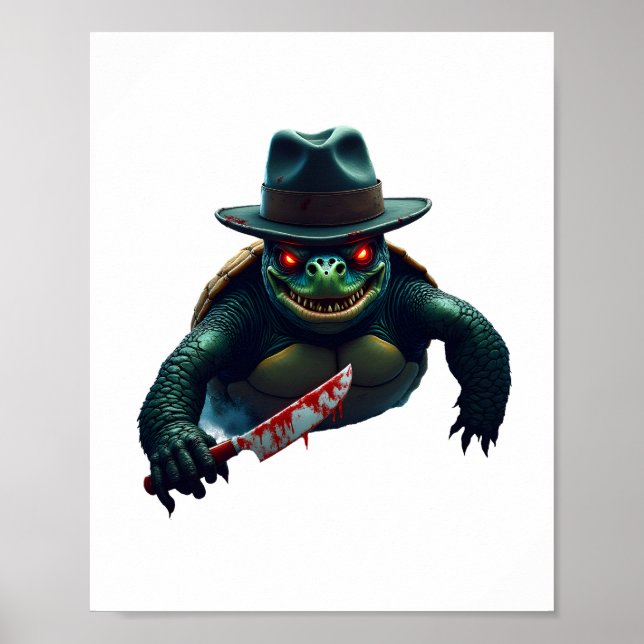 Creepy Scary Halloween Turtle T-Shirt Poster (Framsidan)