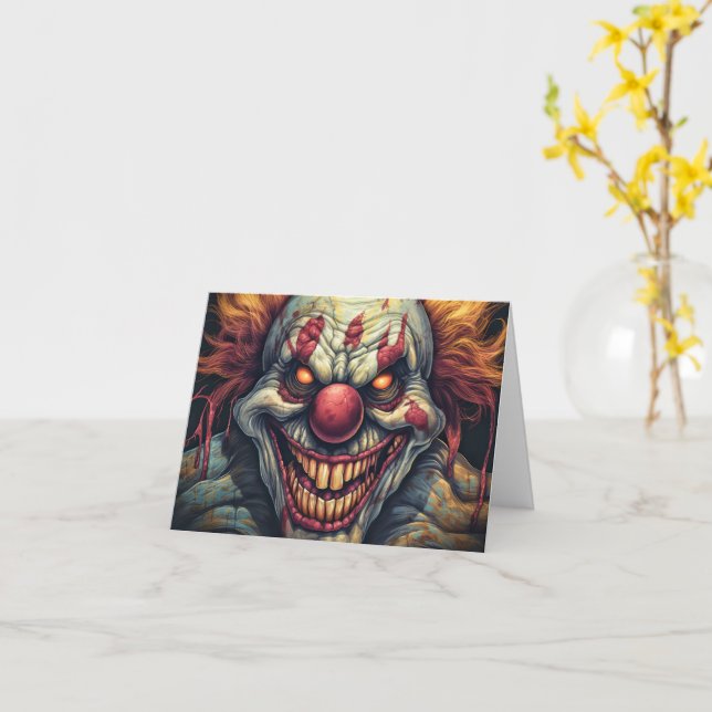 Creepy Sideshow Carnival Funhouse Clown Halloween Kort (Gul blomma)
