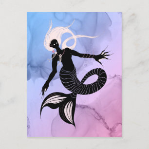 Creepy Sjöjungfru Mörk Fantasy Monster Goth Vykort
