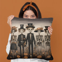 Creepy Skeleton Family Happy halloween Kudde