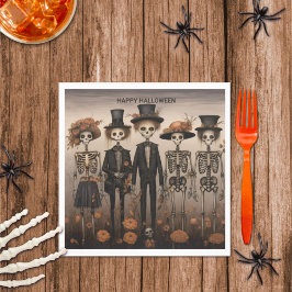 Creepy Skeleton Family Happy halloween Pappersservett