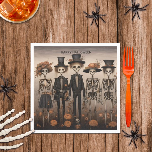 Creepy Skeleton Family Happy halloween Pappersservett (Skapare uppladdad)