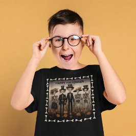 Creepy Skeleton Family Happy halloween T Shirt