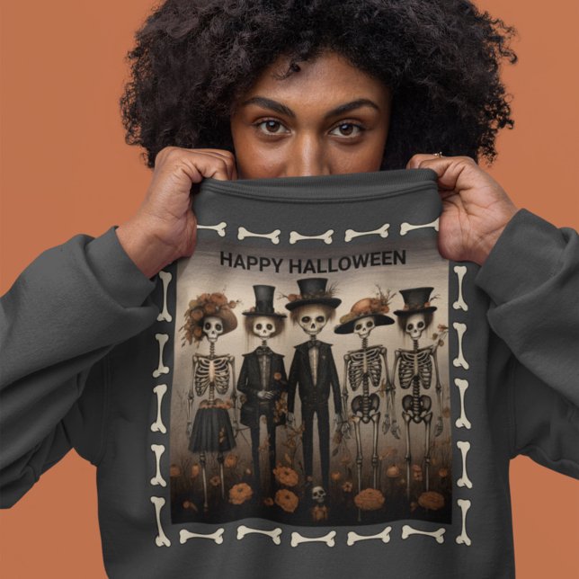 Creepy Skeleton Family Happy halloween T Shirt (Skapare uppladdad)