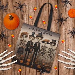 Creepy Skeleton Family Happy halloween Tygkasse