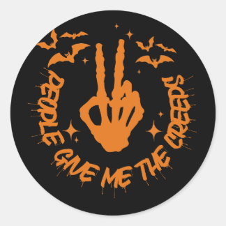 Creepy Skeleton Fladdermus Halloween Sticker Runt Klistermärke