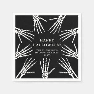 Creepy Skeleton Hand Bones on Black Halloween Pappersservett