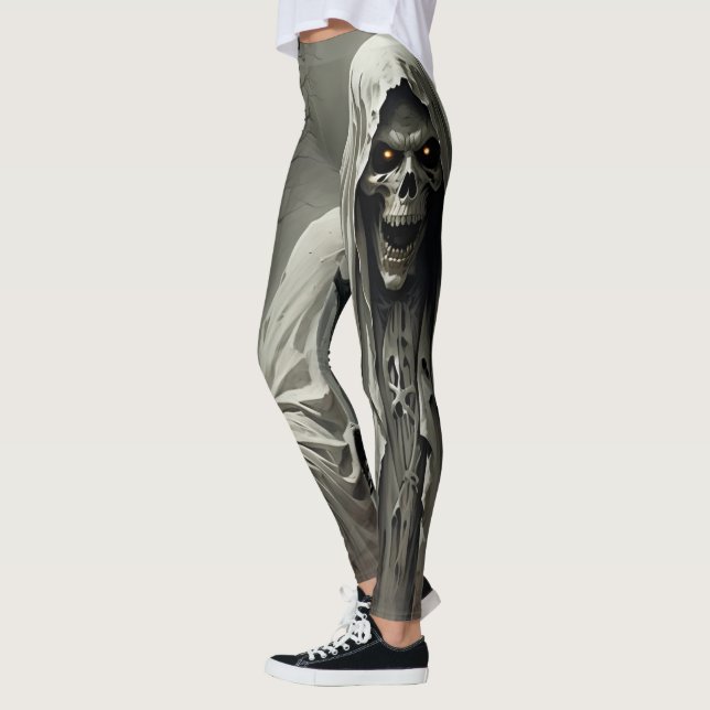 Creepy Skeleton Man Design Leggings (Vänster)