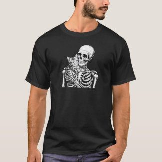 Creepy Skeleton och Cat Kitten Funny Cat Lover Hal T Shirt