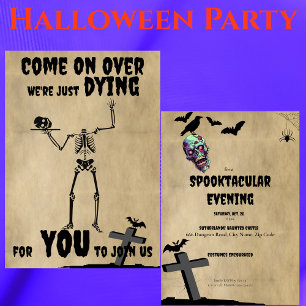Creepy Skeleton Spooktacular Halloween fest Inbjudningar