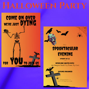 Creepy Skeleton Spooktacular Halloween fest Inbjudningar