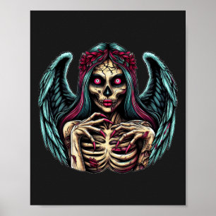 Creepy Skeleton Zombie Angel Mörk Fantasy art Poster