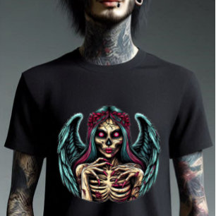 Creepy Skeleton Zombie Angel Mörk Fantasy art T Shirt