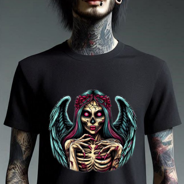 Creepy Skeleton Zombie Angel Mörk Fantasy art T Shirt (Skapare uppladdad)