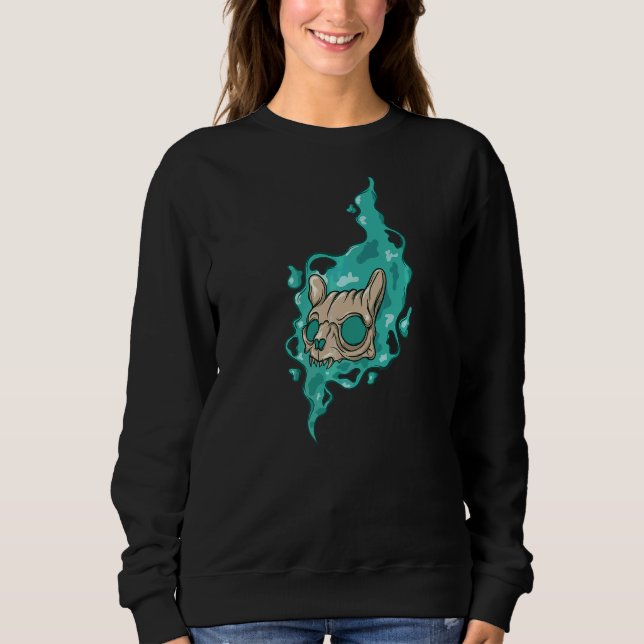Creepy Skull Cat T Shirt (Framsida)