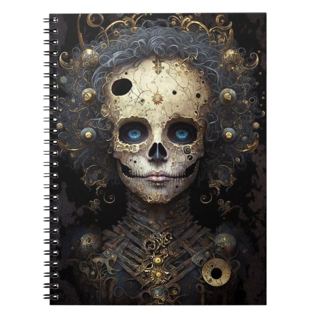 Creepy Skull Gothic Mörk Fantasy Art Anteckningsbok (Framsidan)
