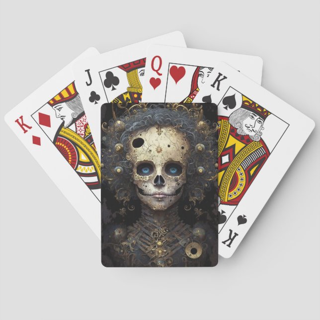 Creepy Skull Gothic Mörk Fantasy Art Casinokort (Baksidan)