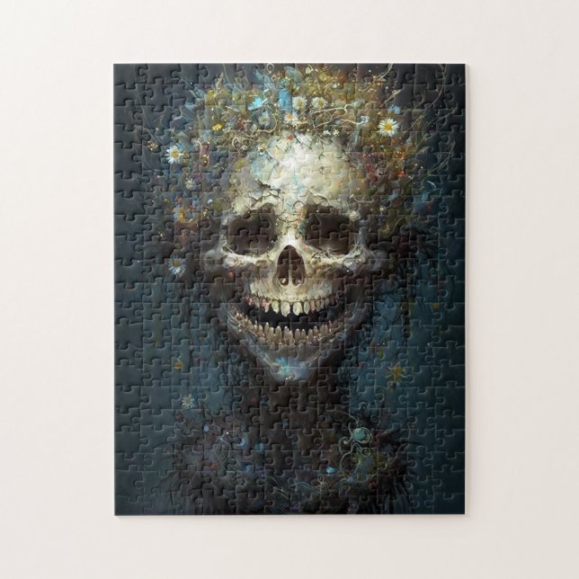 Creepy Skull Gothic Mörk Fantasy Art Jigszle Puzzl Pussel (Vertikal)