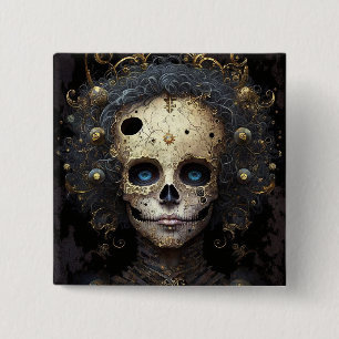 Creepy Skull Gothic Mörk Fantasy Art Knapp