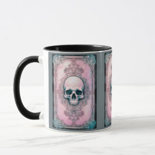 Creepy Skull Grönt och Rosa Halloween Mugg