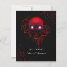 Creepy Skull Halloween Bridesmaid Frieri kort