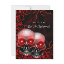 Creepy Skull Halloween Bridesmaid Frieri kort