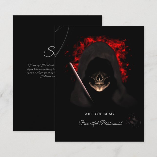 Creepy Skull Halloween Bridesmaid Frieri kort (Fram/baksida)