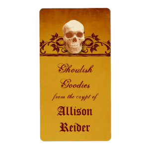 Creepy Skull Halloween Kitchen-etikett Fraktsedel