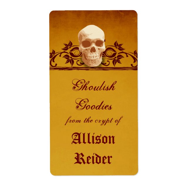 Creepy Skull Halloween Kitchen-etikett Fraktsedel (Framsidan)