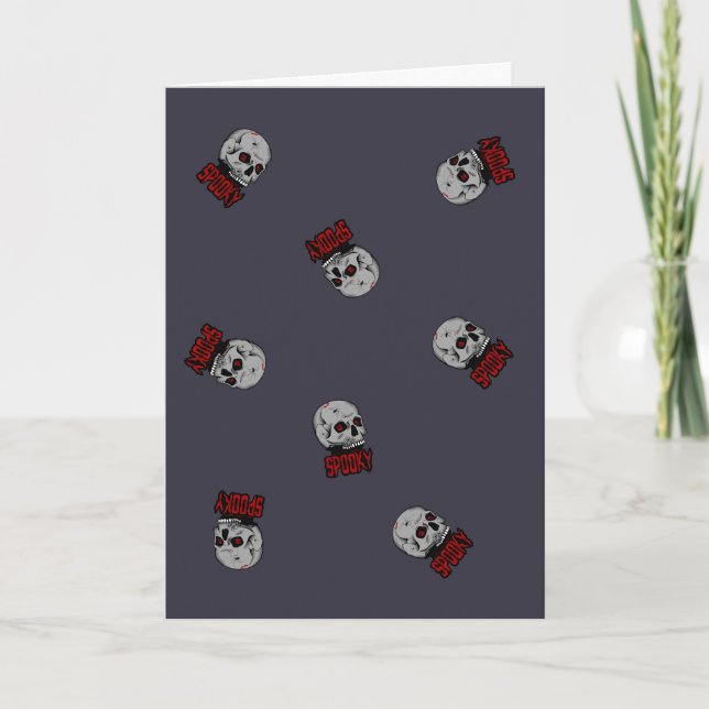 "Creepy Skull Horror Design - Spooky Halloween Art Kort (Framsida)