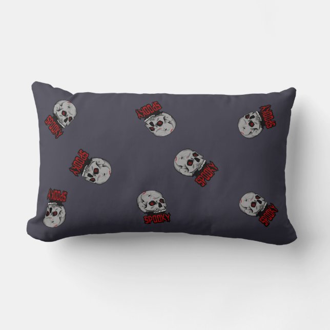 "Creepy Skull Horror Design - Spooky Halloween Art Lumbarkudde (Framsida)