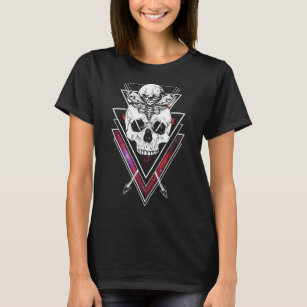 Creepy Skull Måne Moth Pastel Goth T Shirt