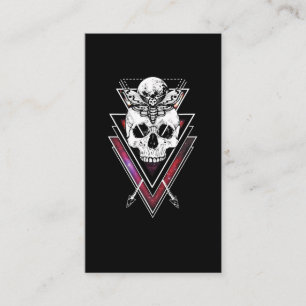 Creepy Skull Måne Moth Pastel Goth Visitkort