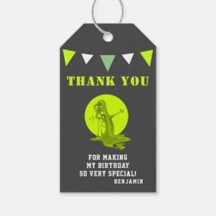 Creepy Slime Monster Birthday Tack Märkre Presentetikett