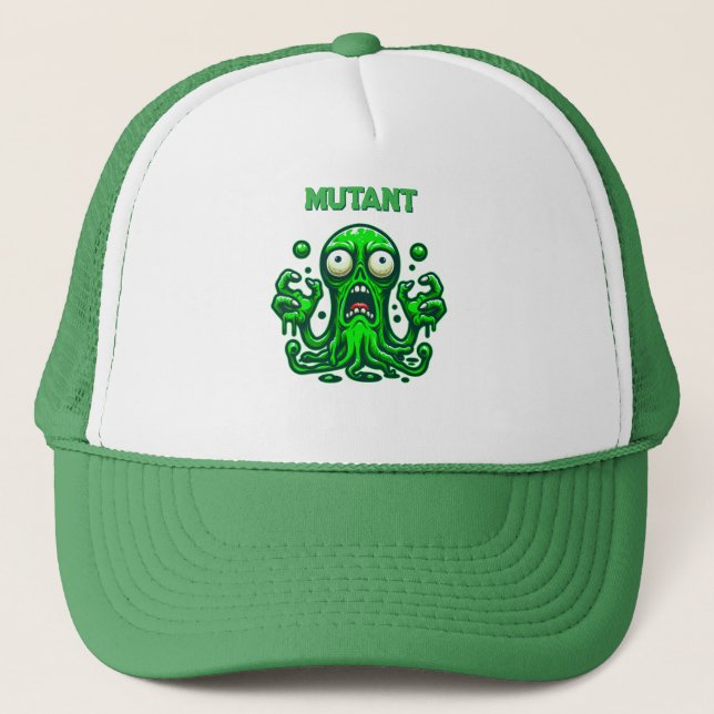 Creepy Slime Zombie Alien - Neon Grönt Monster Keps (Framsida)