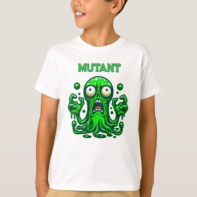 Creepy Slime Zombie Alien - Neon Grönt Monster T Shirt (Framsida)