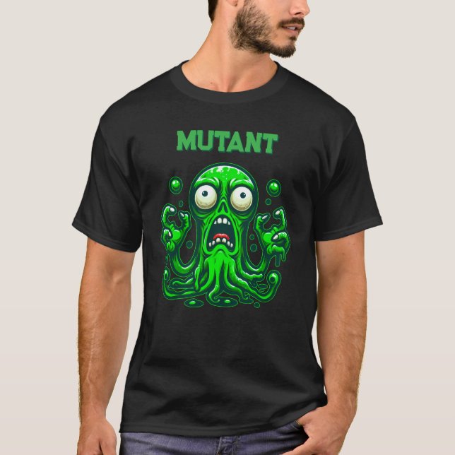 Creepy Slime Zombie Alien - Neon Grönt Monster T Shirt (Framsida)