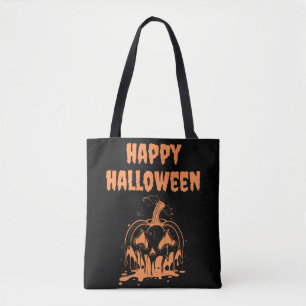 Creepy Smälter Orange Pumpkin Lycklig Hallowen Tygkasse